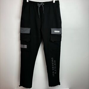 Rock Salt Black Men’s Cargo Jogger Sweatpants NWOT